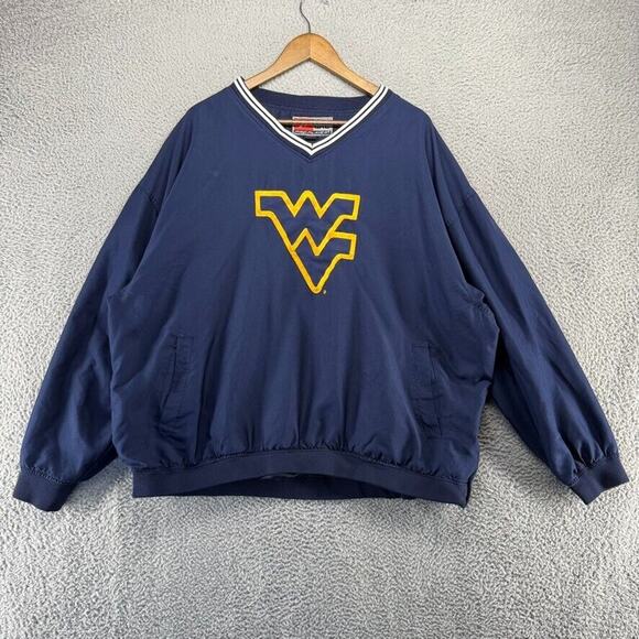 Vintage West Virginia Windbreaker Jacket Men's 2XL Blue Embroidered Logo 90s - Picture 1 of 11